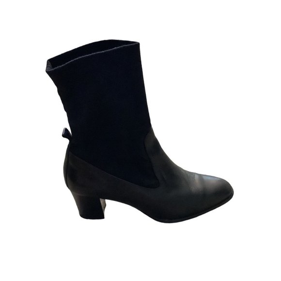 PAUL GREEN Women's Black Leather Almond Toe Block Heel Boots-Size 6 - Picture 2 of 16